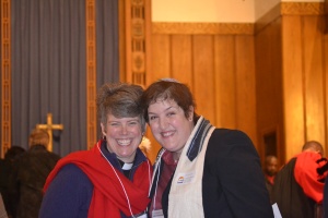 Rev. Rebecca Voelkel and I before the service starts